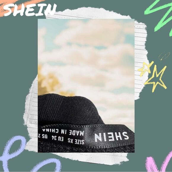 💝 Preowned Shein Black Crop Top Tank Top Shirt - Extra Small - Picture 2 of 7